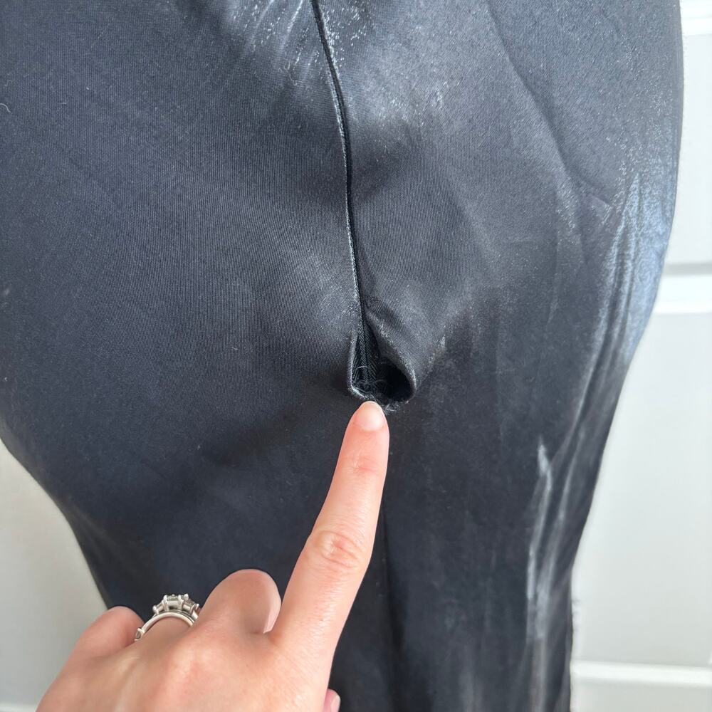 Vintage 90s Black Cowl Neck Maxi Dress Size 6 Fits XS Satin Liquid Silk Look - Picture 9 of 16